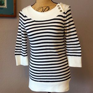CAbi striped white/navy The Getaway sweater